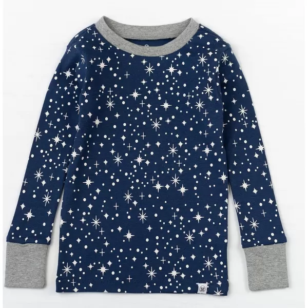 imageHonestBaby Baby Boys 2Piece Pajamas Sleepwear PJs 100 Organic Cotton for Infant Baby and Toddler Boy UnisexTwinkle Star Navy