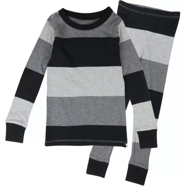 imageHonestBaby 2Piece Pajamas Sleepwear PJs 100 Organic Cotton for Infant Baby and Toddler Boys ampamp Girls UnisexBold Stripe Gray Ombre