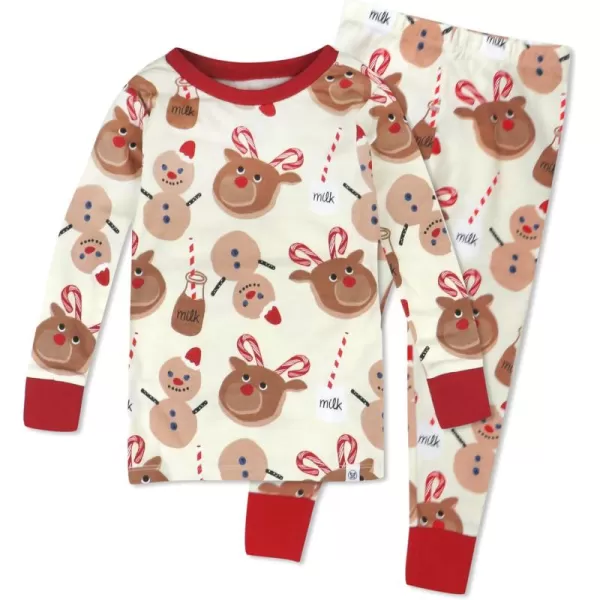 imageHonestBaby 2Piece Pajamas Sleepwear PJs 100 Organic Cotton for Infant Baby and Toddler Boys ampamp Girls UnisexBreakfast Deer