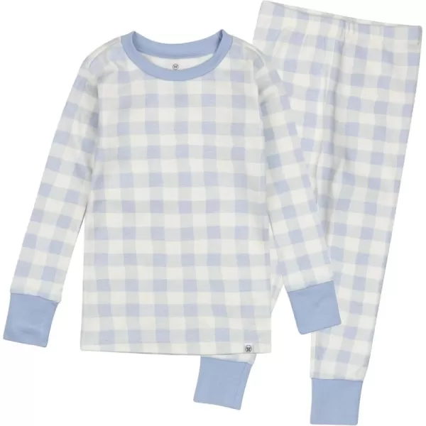 imageHonestBaby Baby Boys 2Piece Pajamas Sleepwear PJs 100 Organic Cotton for Infant Baby and Toddler Boy UnisexBlue Painted Buffalo Check