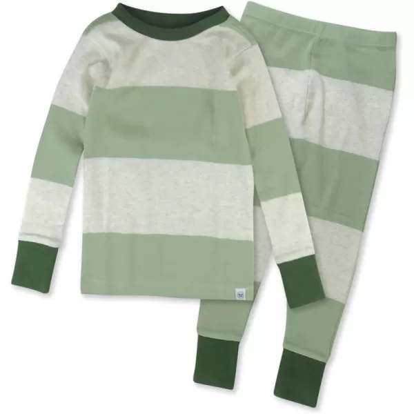 imageHonestBaby Baby Boys 2Piece Pajamas Sleepwear PJs 100 Organic Cotton for Infant Baby and Toddler Boy UnisexBold Stripe Moss