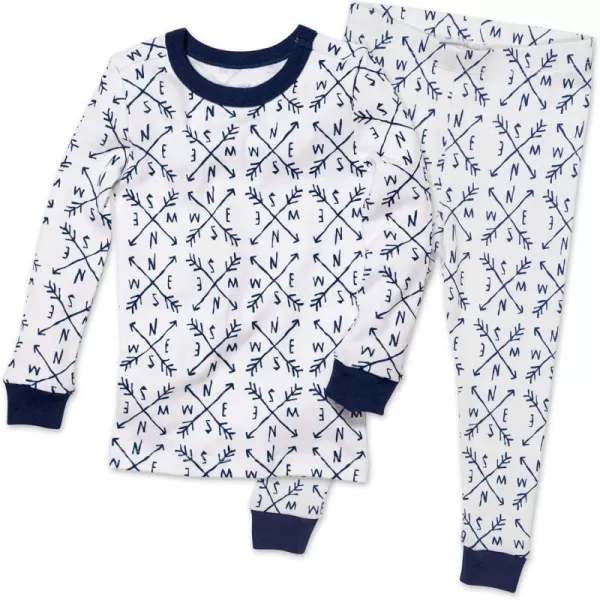 imageHonestBaby Baby Boys 2Piece Pajamas Sleepwear PJs 100 Organic Cotton for Infant Baby and Toddler Boy UnisexCompass