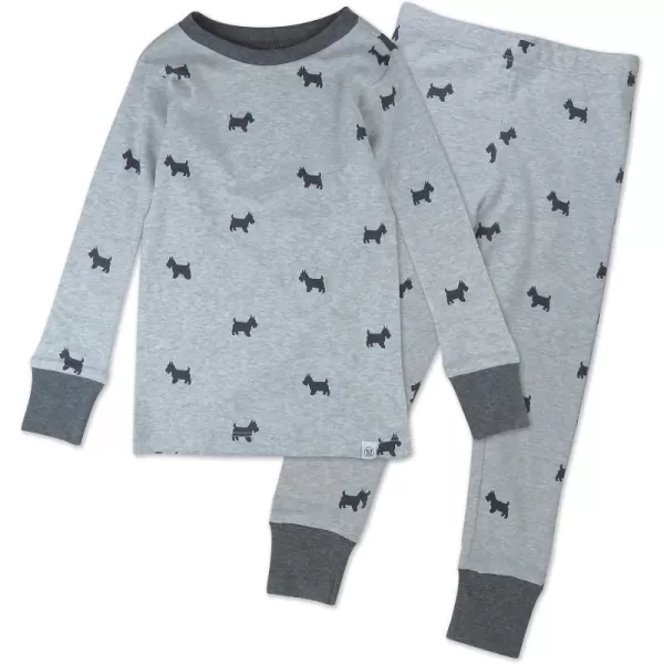 imageHonestBaby Baby Boys 2Piece Pajamas Sleepwear PJs 100 Organic Cotton for Infant Baby and Toddler Boy UnisexGrey Scotty Dog