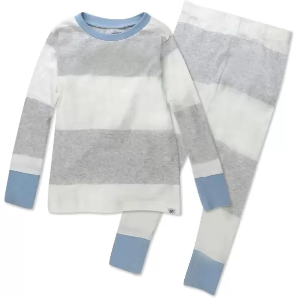 imageHonestBaby Baby Boys 2Piece Pajamas Sleepwear PJs 100 Organic Cotton for Infant Baby and Toddler Boy UnisexRugby Stripe Light Heather Gray