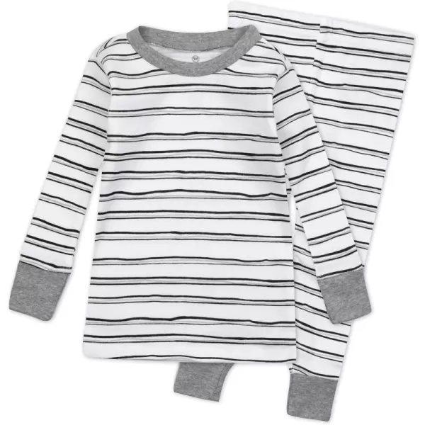 imageHonestBaby Baby Boys 2Piece Pajamas Sleepwear PJs 100 Organic Cotton for Infant Baby and Toddler Boy UnisexSketchy Stripe