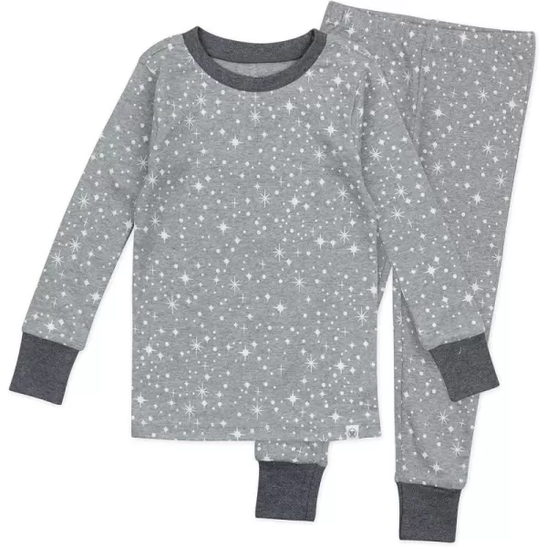 imageHonestBaby Baby Boys 2Piece Pajamas Sleepwear PJs 100 Organic Cotton for Infant Baby and Toddler Boy UnisexTwinkle Star Gray