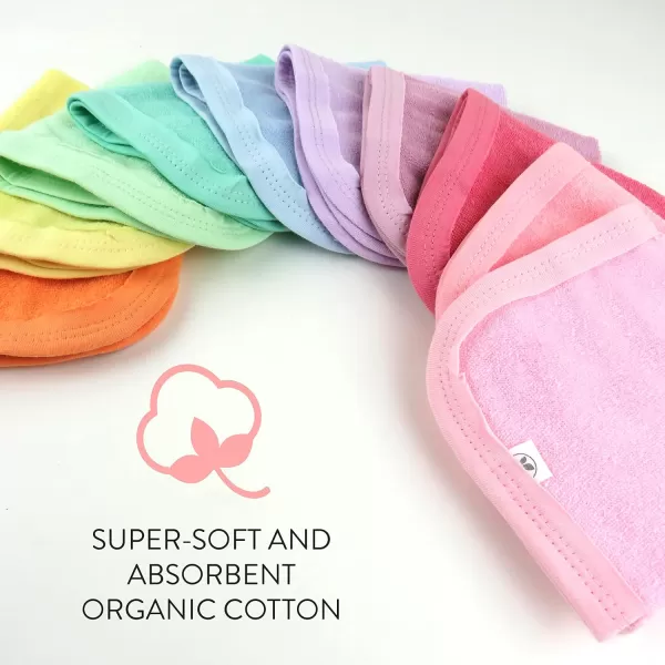 imageHonestBaby 10Pack Organic Cotton BabyTerry Wash Cloths Rainbow Blues One Size10pack Rainbow Pinks