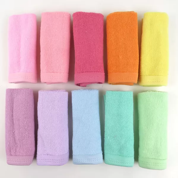 imageHonestBaby 10Pack Organic Cotton BabyTerry Wash Cloths Rainbow Blues One Size10pack Rainbow Pinks