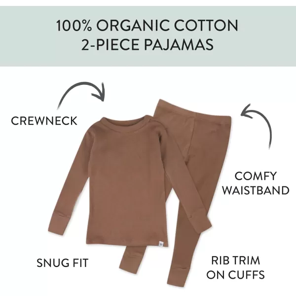 imageHonestBaby 2Piece Pajamas Sleepwear PJs 100 Organic Cotton for Infant Baby and Toddler BoyBrown