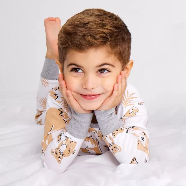 imageHonestBaby 2Piece Pajamas Sleepwear PJs 100 Organic Cotton for Infant Baby and Toddler BoyLion