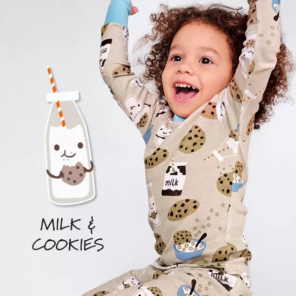 imageHonestBaby 2Piece Pajamas Sleepwear PJs 100 Organic Cotton for Infant Baby and Toddler BoyMilk N Cookies