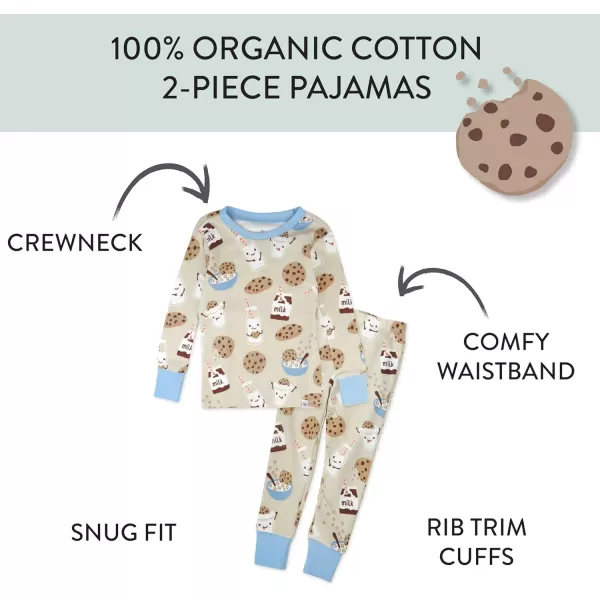 imageHonestBaby 2Piece Pajamas Sleepwear PJs 100 Organic Cotton for Infant Baby and Toddler BoyMilk N Cookies