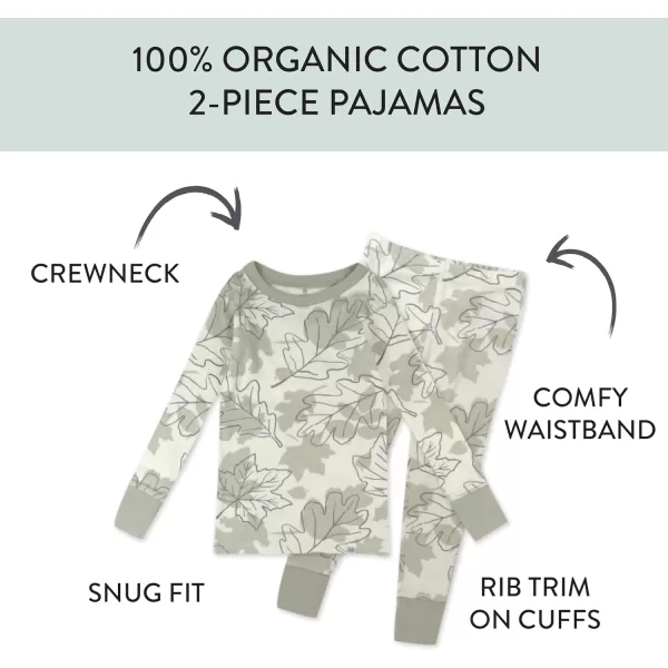 imageHonestBaby 2Piece Pajamas Sleepwear PJs 100 Organic Cotton for Infant Baby and Toddler BoyPaw Leaves