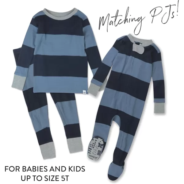 imageHonestBaby 2Piece Pajamas Sleepwear PJs 100 Organic Cotton for Infant Baby and Toddler BoyRugby Stripe Navy