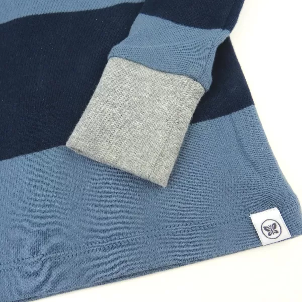imageHonestBaby 2Piece Pajamas Sleepwear PJs 100 Organic Cotton for Infant Baby and Toddler BoyRugby Stripe Navy