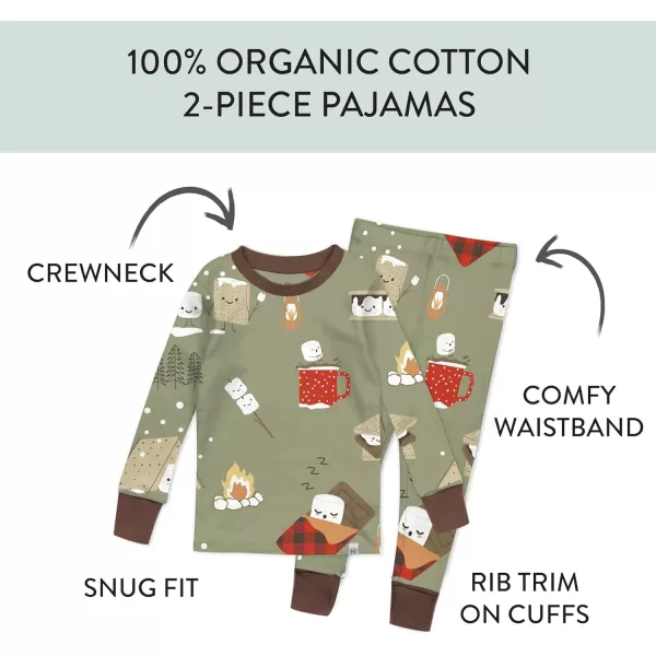 imageHonestBaby 2Piece Pajamas Sleepwear PJs 100 Organic Cotton for Infant Baby and Toddler BoySmores Camp