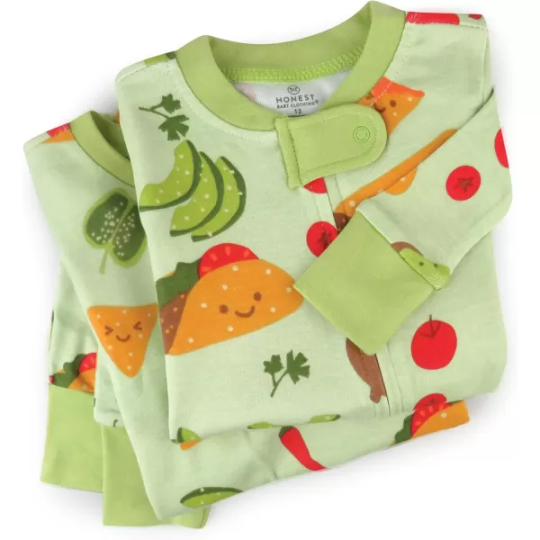 imageHonestBaby 2Piece Pajamas Sleepwear PJs 100 Organic Cotton for Infant Baby and Toddler BoyTaco Time