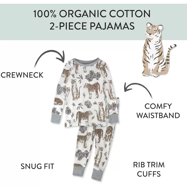 imageHonestBaby 2Piece Pajamas Sleepwear PJs 100 Organic Cotton for Infant Baby and Toddler BoyTiger Cub