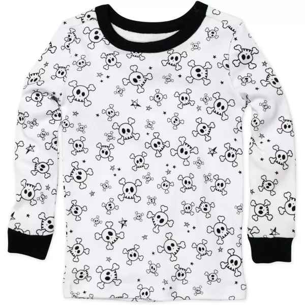 imageHonestBaby 2Piece Pajamas Sleepwear PJs 100 Organic Cotton for Infant Baby and Toddler BoyTossed Skulls