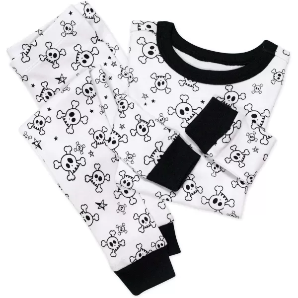 imageHonestBaby 2Piece Pajamas Sleepwear PJs 100 Organic Cotton for Infant Baby and Toddler BoyTossed Skulls