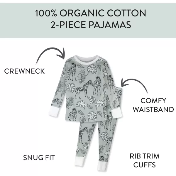 imageHonestBaby 2Piece Pajamas Sleepwear PJs 100 Organic Cotton for Infant Baby and Toddler GirlsBaby Zebra Camo