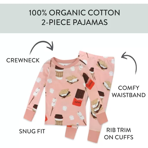 imageHonestBaby 2Piece Pajamas Sleepwear PJs 100 Organic Cotton for Infant Baby and Toddler GirlsCoco Smores