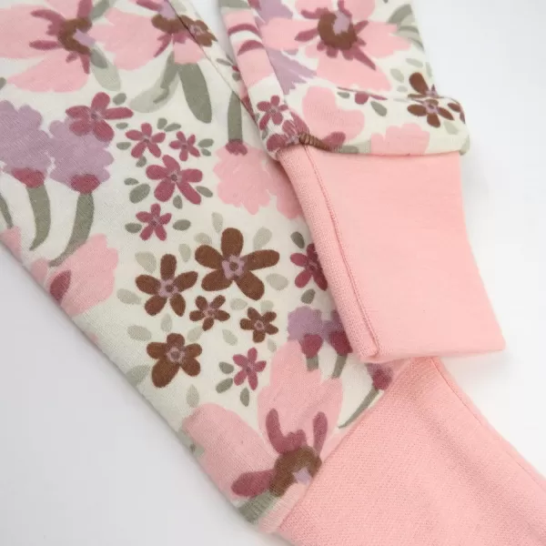 imageHonestBaby 2Piece Pajamas Sleepwear PJs 100 Organic Cotton for Infant Baby and Toddler GirlsPainted Floral Pink