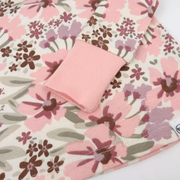 imageHonestBaby 2Piece Pajamas Sleepwear PJs 100 Organic Cotton for Infant Baby and Toddler GirlsPainted Floral Pink