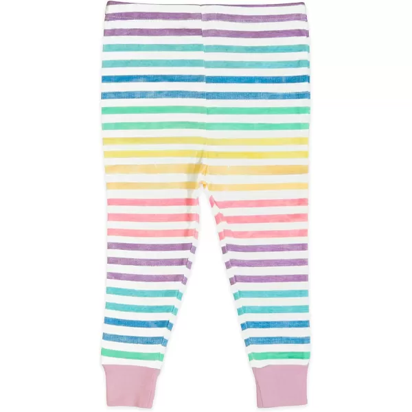 imageHonestBaby 2Piece Pajamas Sleepwear PJs 100 Organic Cotton for Infant Baby and Toddler GirlsRainbow Stripe