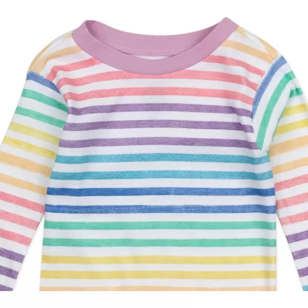imageHonestBaby 2Piece Pajamas Sleepwear PJs 100 Organic Cotton for Infant Baby and Toddler GirlsRainbow Stripe Pink