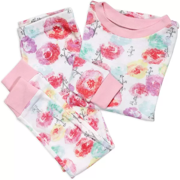 imageHonestBaby 2Piece Pajamas Sleepwear PJs 100 Organic Cotton for Infant Baby and Toddler GirlsRose Blossom
