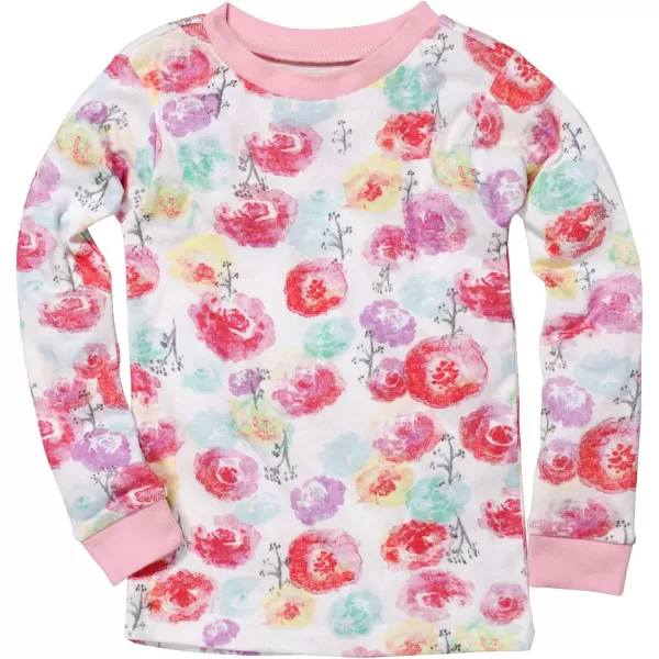 imageHonestBaby 2Piece Pajamas Sleepwear PJs 100 Organic Cotton for Infant Baby and Toddler GirlsRose Blossom