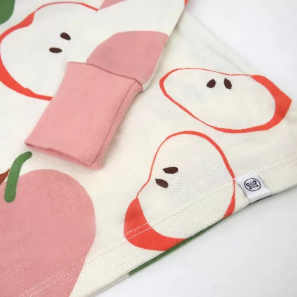 imageHonestBaby 2Piece Pajamas Sleepwear PJs 100 Organic Cotton for Infant Baby and Toddler GirlsSlice O Apple