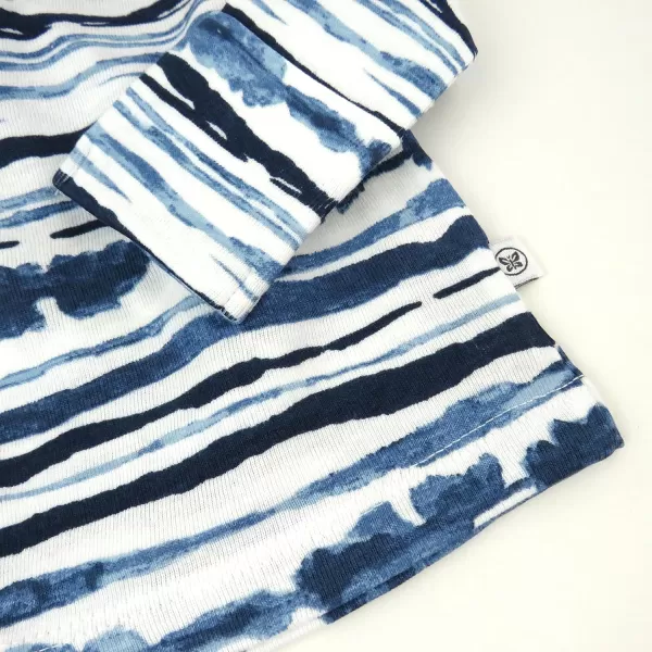 imageHonestBaby 3Piece Organic Cotton Kimono Top Footed Pant ampamp HeadbandBeanie Set for Infant Baby Boys Girls UnisexIndigo Stripe