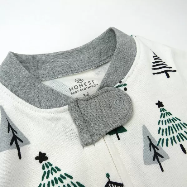imageHonestBaby Baby 2Pack Holiday Sleep and Play Footed Holiday Pajamas Onepiece Sleeper Zipfront Organic Cotton PjsEmerald Forest
