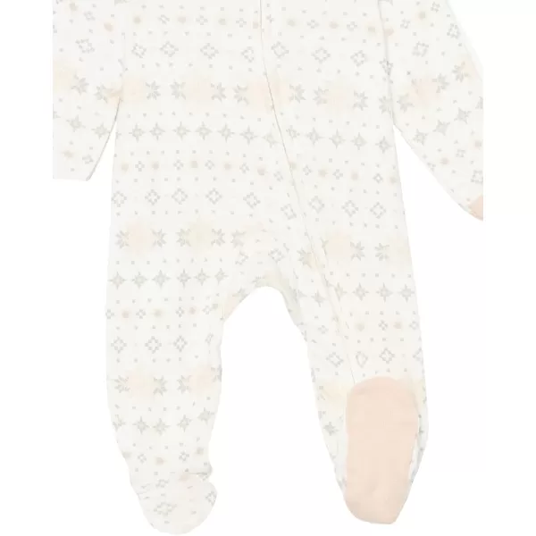 imageHonestBaby Baby 2Pack Holiday Sleep and Play Footed Holiday Pajamas Onepiece Sleeper Zipfront Organic Cotton PjsFair Isle Ivory Pink