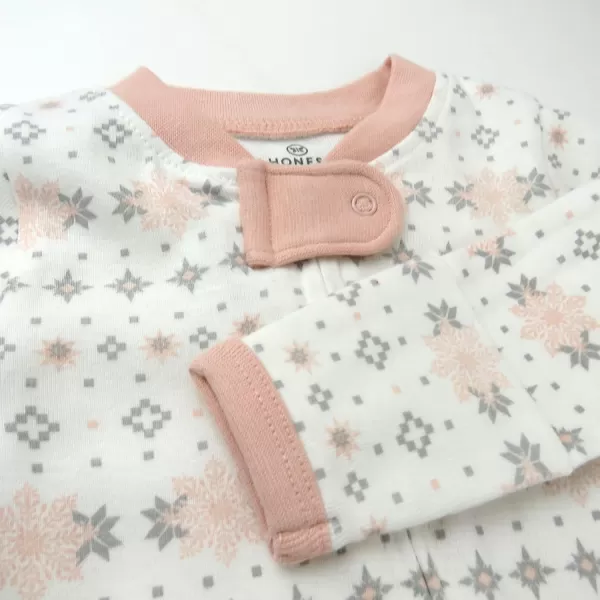imageHonestBaby Baby 2Pack Holiday Sleep and Play Footed Holiday Pajamas Onepiece Sleeper Zipfront Organic Cotton PjsFair Isle Ivory Pink