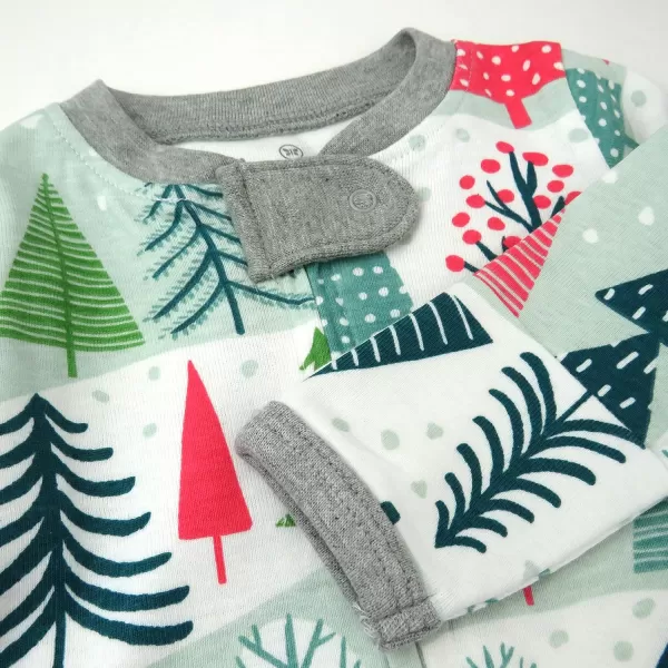 imageHonestBaby Baby 2Pack Holiday Sleep and Play Footed Holiday Pajamas Onepiece Sleeper Zipfront Organic Cotton PjsFeelin Pine