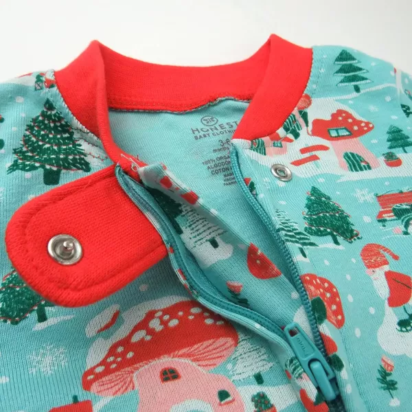 imageHonestBaby Baby 2Pack Holiday Sleep and Play Footed Holiday Pajamas Onepiece Sleeper Zipfront Organic Cotton PjsGnome Holiday