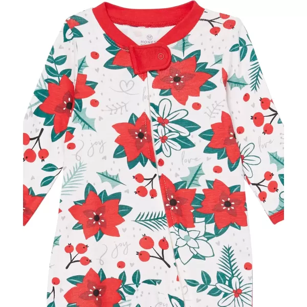 imageHonestBaby Baby 2Pack Holiday Sleep and Play Footed Holiday Pajamas Onepiece Sleeper Zipfront Organic Cotton PjsHoliday Floral