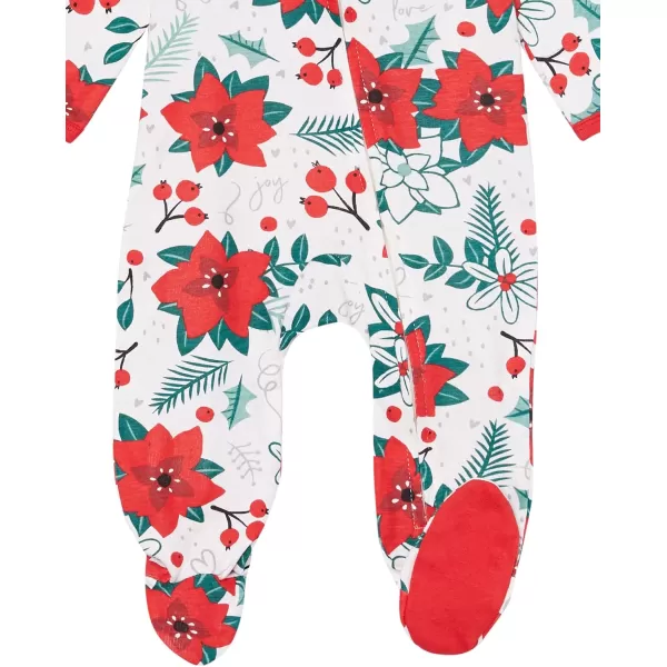 imageHonestBaby Baby 2Pack Holiday Sleep and Play Footed Holiday Pajamas Onepiece Sleeper Zipfront Organic Cotton PjsHoliday Floral