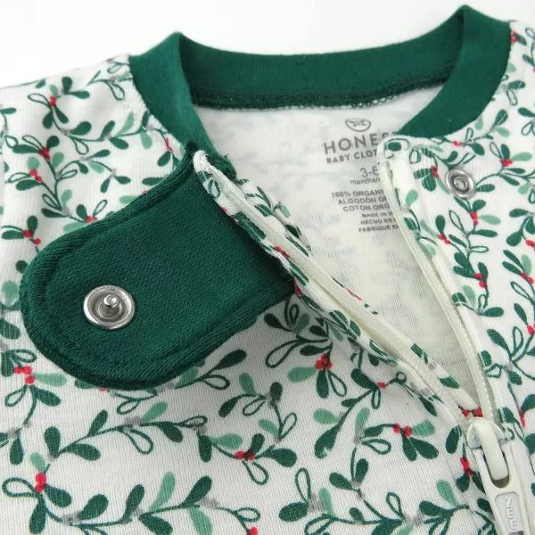 imageHonestBaby Baby 2Pack Holiday Sleep and Play Footed Holiday Pajamas Onepiece Sleeper Zipfront Organic Cotton PjsHoliday Floral