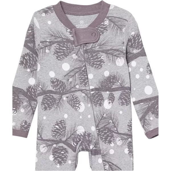 imageHonestBaby Baby 2Pack Holiday Sleep and Play Footed Holiday Pajamas Onepiece Sleeper Zipfront Organic Cotton PjsNight Pine