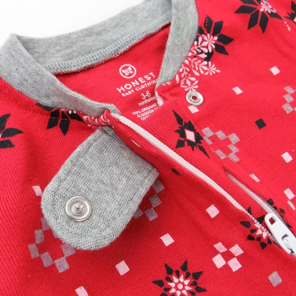 imageHonestBaby Baby 2Pack Holiday Sleep and Play Footed Holiday Pajamas Onepiece Sleeper Zipfront Organic Cotton PjsNight Pine