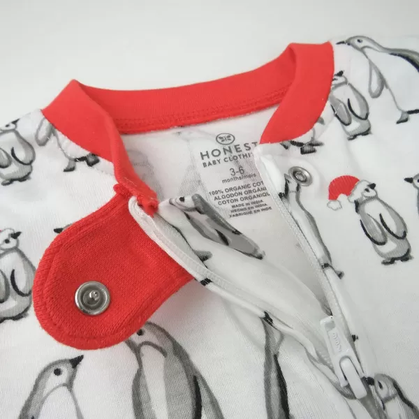 imageHonestBaby Baby 2Pack Holiday Sleep and Play Footed Holiday Pajamas Onepiece Sleeper Zipfront Organic Cotton PjsPenguin Party