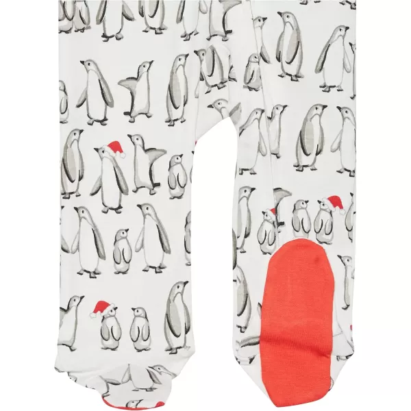 imageHonestBaby Baby 2Pack Holiday Sleep and Play Footed Holiday Pajamas Onepiece Sleeper Zipfront Organic Cotton PjsPenguin Party