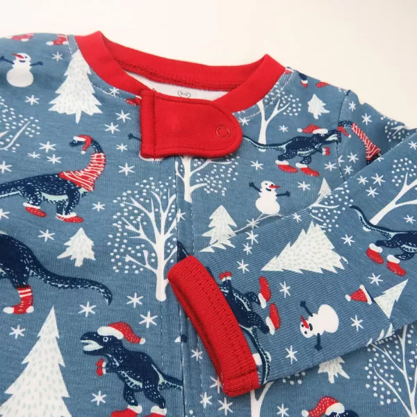 imageHonestBaby Baby 2Pack Holiday Sleep and Play Footed Holiday Pajamas Onepiece Sleeper Zipfront Organic Cotton PjsRoarin Rex