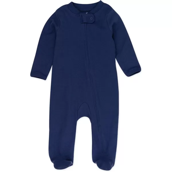 imageHonestBaby Baby 2Pack Sleep and Play Footed Pajamas Onepiece Sleeper Jumpsuit Zipfront Pjs Organic CottonCompassNavy