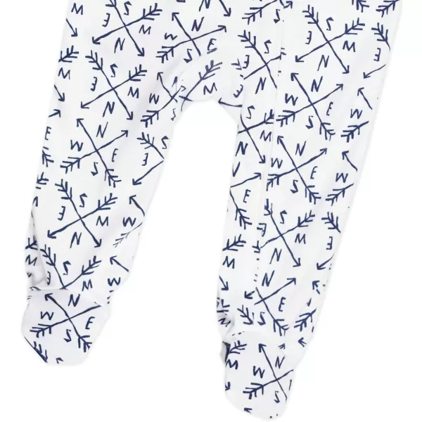 imageHonestBaby Baby 2Pack Sleep and Play Footed Pajamas Onepiece Sleeper Jumpsuit Zipfront Pjs Organic CottonCompassNavy