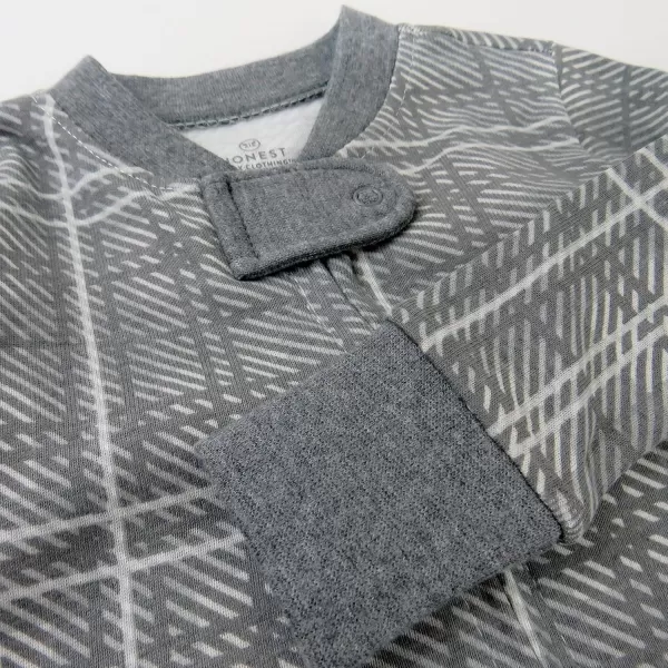 imageHonestBaby Baby Boys 2 Pack Non Slip Footed Pajamas One Piece Sleeper Jumpsuit Zip Front PJs 100 Organic Cotton2pack Grey Plaid